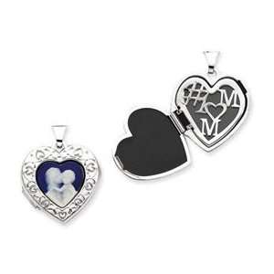    Sterling Silver Mother and Baby Cameo Heart Locket Jewelry