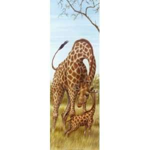  Mama Giraffe with Baby by Ron Jenkins 12x36