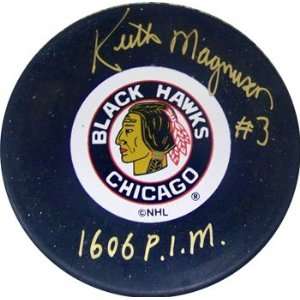  Keith Magnuson Autographed Chicago Black Hawks Hockey Puck 