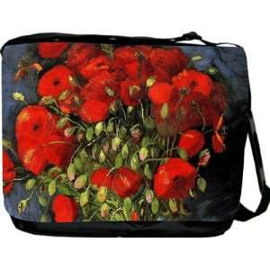 Gogh Art Red Poppies Messenger Bag   Book Bag   School Bag   Reporter 