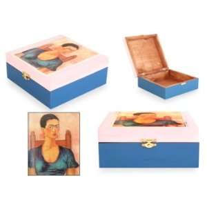 Wood box, Frida Kahlo in Blue  Home & Kitchen