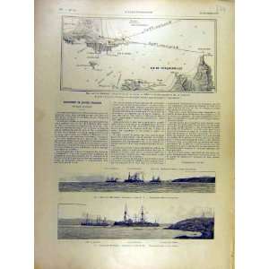  1895 Map Badine Bay Admiral Baudin Ship Naval Print