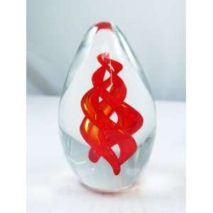  Murano Design Spiral Interlocking Red in Clear Egg 