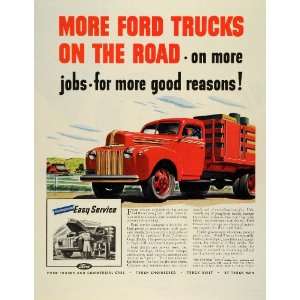 : 1945 Ad Vintage Ford Johansson Truck Specifications Hauling Farming 