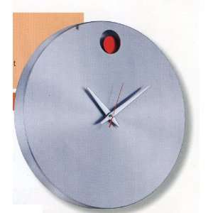  Brushed Aluminum Wall Clock with Red Pendulum: Home 
