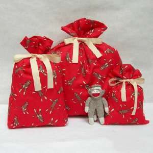    Reusable Gift Bags, Sock Monkey by Lucky Crow: Home & Kitchen