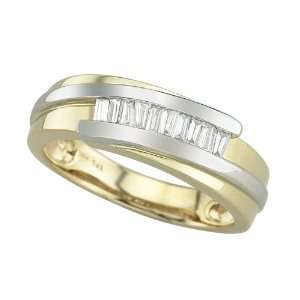   Tone Gold 1/3 ct. Baguette Cut Diamond Mens Ring Katarina Jewelry