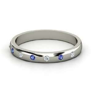 Button Band, Platinum Ring with Sapphire & Diamond