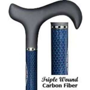  Adjustable Blue Tripe Wound Carbon Fiber Cane: Health 