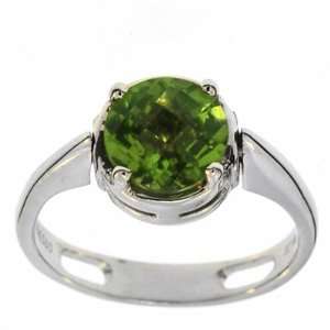   cut Diamond and Peridot cocktail, right hand ring in 14k white gold