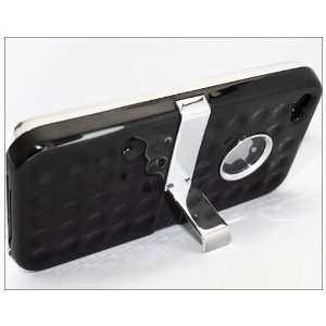   Deluxe Hard Back Case Chrome Cover Stand Clip for iPhone 4S 4 4G Black