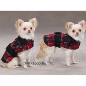   Plaid Fleece Lined Dog Trench Coat Jacket Teacup: Pet Supplies