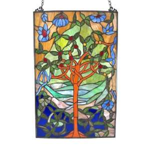  Leaded Stained Glass Tree of Life Window Panel