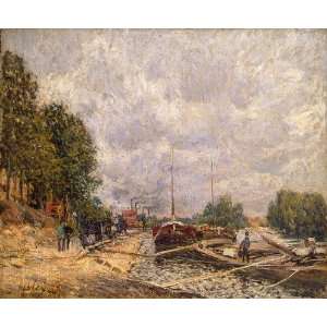  Oil Painting Barges at Billancourt Alfred Sisley Hand 