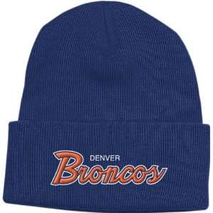 Denver Broncos Script Cuffed Knit Hat:  Sports & Outdoors