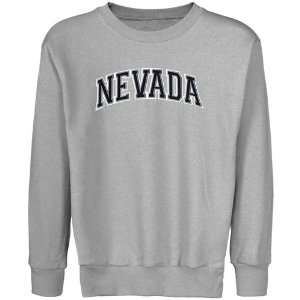 Nevada Wolf Pack Youth Ash Arch Applique Crew Neck Fleece Sweatshirt 