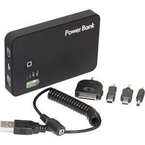 Dual USB Power Bank w/Interchangeable Charging Adaptors (5000 mAh, 3.1 