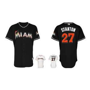  Miami Marlins Authentic MLB Jerseys Mike Stanton BLACK Cool Base 