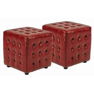  Safavieh HUD4024R SET2 Kristof Ottoman in Red (Set of 2 