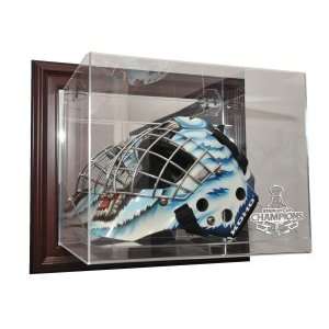   Stanley Cup Champs Goalie Mask Case Up Display Case, Mahogany Sports