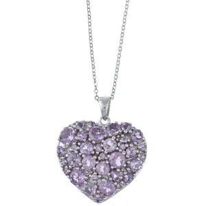 La Preciosa Sterling Silver Amethyst Heart Necklace