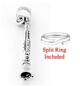SILVER INSTRUMENT CLARINET CHARM WITH SPLIT RING  