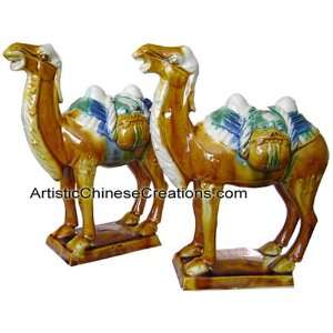   / Chinese Gifts   Tri color Tang Pottery (Camels)