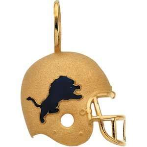  21.25 X 21.00 14K Yellow Gold Detroit Lions Helmet Pendant 