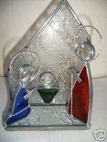 Stained Glass Nativity Set and Candle Holder  