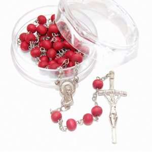  Rose Wood Bead Rosary 