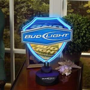  BUD LIGHT BEER 14 IN NEON SHIELD TABLE LAMP: Home 