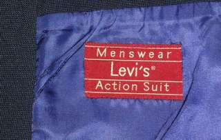 LEVIS Action Menswear Navy 2 Btn Sportcoat Blazer 44R Mens Wool Blend 