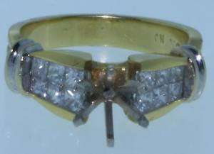 18K yellow gold semi mount diamond ring vintage estate  