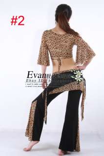 New! Belly Dance Costume Leopard Top&Pants 4Colours  