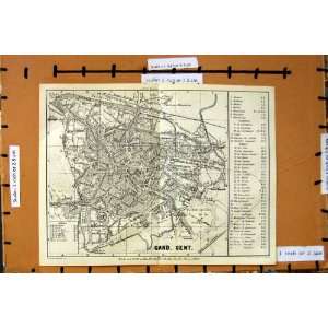 Map 1881 Street Plan Town Gand Gent Belgium Citadelle:  