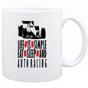   Life Is Simple. Eat , Sleep & Auto Racing  Mug Sports
