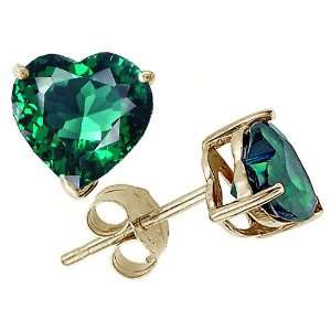 Tommaso Design(tm) heart shape 6mm Simulated emerald earring studs in 