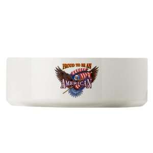 com Large Dog Cat Food Water Bowl Proud To Be An American Bald Eagle 