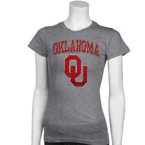  Oklahoma Sooners Ash Ladies Big Arch Team Logo T shirt 