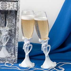 com Wedding Toasting Flute Set of 2, Bride and groom design toasting 
