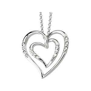  14K White Gold 1/10 Ct Tw Diamond Heart Necklace 
