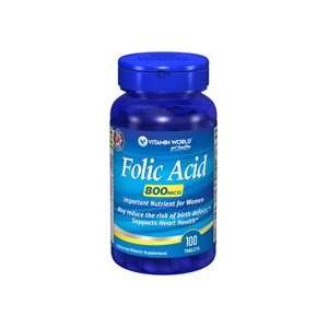  Folic Acid 800 mcg 100 Tablets: Health & Personal Care
