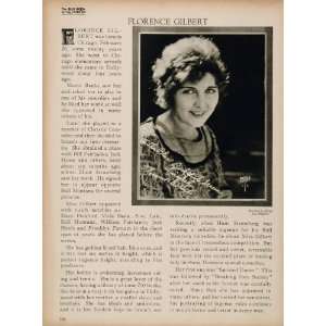  1923 Florence Gilbert Silent Film Actor Biography Print 