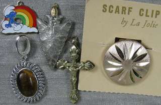 Lot of 5 Vintage Pendants & Scarf Clip~Arrowhead Cross  