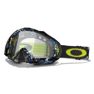  Oakley Mayhem MX Blue Shattered Goggles with Clear Lens 