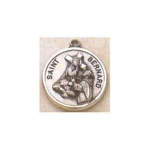 St. Bernard Patron Saint Medal   Sterling Silver