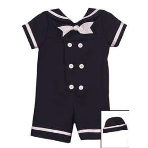  Infant Boys Sailor Suit with Hat   Navy   Size 24 Month 