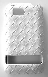 For HTC Thunderbolt 4G White Weaving Leather Phone Case Cover Skin 