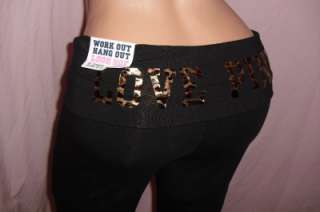   Secret LOVE PINK Leopard Foldover Waist Bootcut YOGA Pants M  