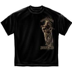 ERAZOR Bits American Soldier This Will Defend Mens Tee Black:  